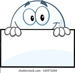 Smiling Golf Ball Hiding Behind A Sign. Vector Version Also Available In Gallery