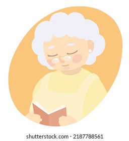 Smiling Grandma Reading Red Book