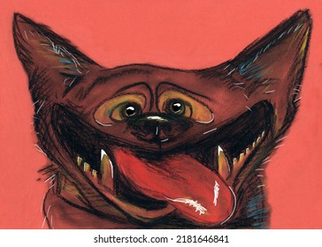 Smiling happy dog face funny illustration