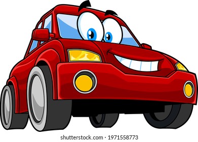 Smiling Red Car Cartoon Character Raster Stock Illustration 1971558773 ...