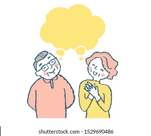 Smiling senior couple with speech bubble - Powered by Shutterstock