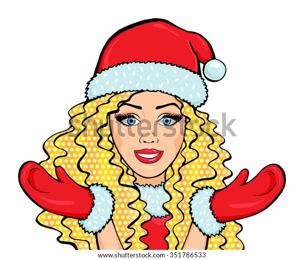 Smiling Snow Maiden Long Blonde Hair Stock Illustration 351786533