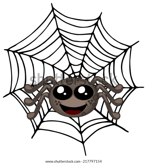 Smiling Spider Sitting On Web Isolated Stock Illustration 217797154 ...