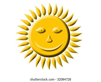 Smiling the sun on a white background