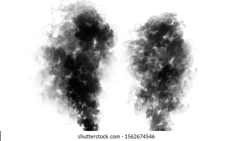 Smoke Bomb On Isolated White Background. Texture Overlays.