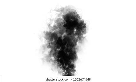 Smoke Bomb On Isolated White Background. Texture Overlays.