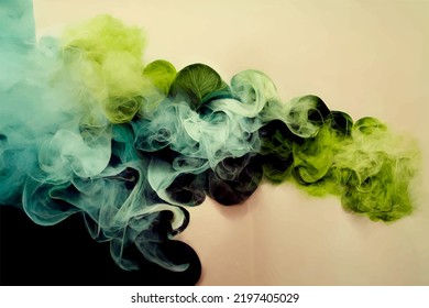 Smoke Repeat Pattern Lime Green Blue Pastel Oil