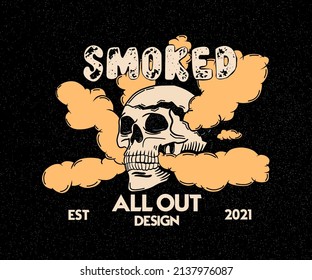 Smoky Skull And Smoky Text On It And Black Background With Little Noise Texture