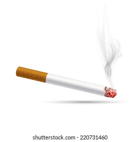 Smoldering Cigarette On White Background Stock Illustration 220731460 ...