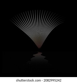 Smooth abstract shape with reflection on black. Illustration.