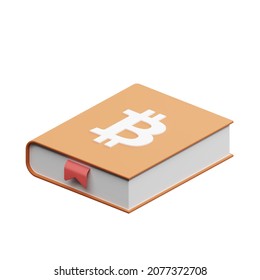 A Smooth Bitcoin Book 3D-Illustration For Your Crypto Education Project!