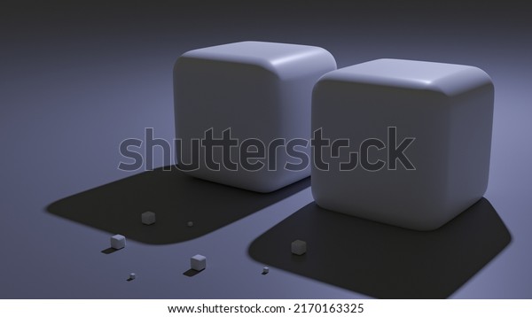 Smooth\
cubes abstract on a plane surface with blue light, It resembles the\
moon light night environment. it is 3D render.\
