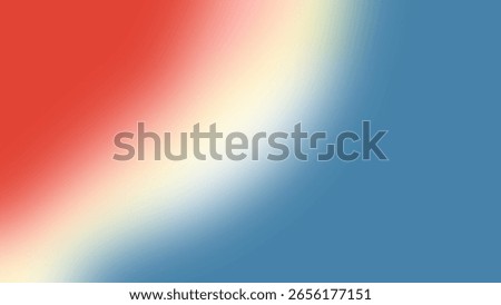 A smooth, diagonal gradient transitions from vibrant red to creamy off-white, then into a calming blue. The soft blend creates a peaceful, abstract background. Ideal for design projects.