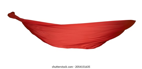 Smooth Elegant Red Cloth Separated On Gray Background. Texture Of Flying Fabric. 3D Rendering