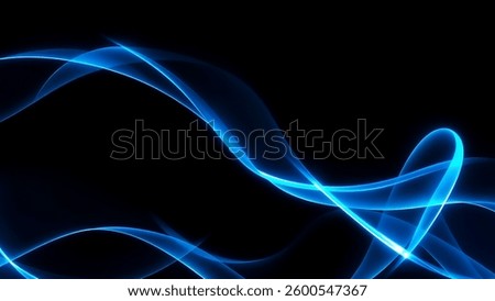 Smooth, flowing blue light waves glow against a deep black background, creating a surreal, futuristic abstract design. Ideal for wallpapers and tech-inspired visuals.