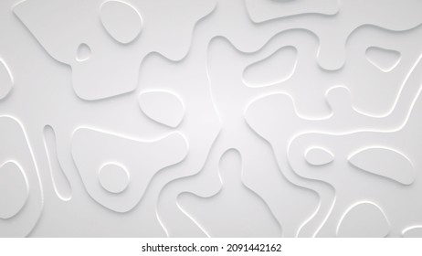 Smooth Fractal Noise Striped Elements On The Surface. Bright, Milky Background. 3d Render