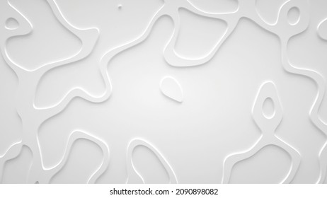 Smooth Fractal Noise Striped Waves On The Surface. Bright, Milky Background. 3d Render