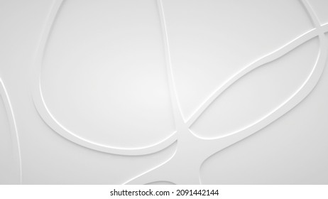 Smooth Fractal Noise Striped Waves On The Surface. Bright, Milky Background. 3d Render