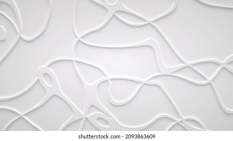 Smooth Fractal Noise Striped Waves On The Surface. Bright, Milky Background. 3d Render