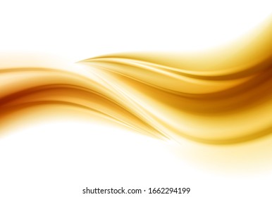 Smooth light gold waves line. Beautiful Gold Satin. Drapery Background. Illustration