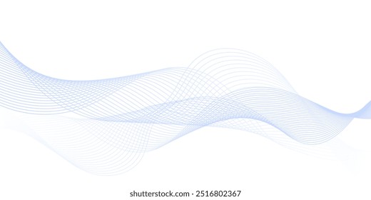 Smooth wave abstract vector background layout design.background image with dynamic curves.Abstract blue futuristic blend waves lines technology background and sound wave lines on white background.	
