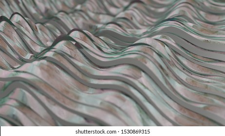 Smooth Wavy Lines With Thin Film. Abstract 3D Rendering
