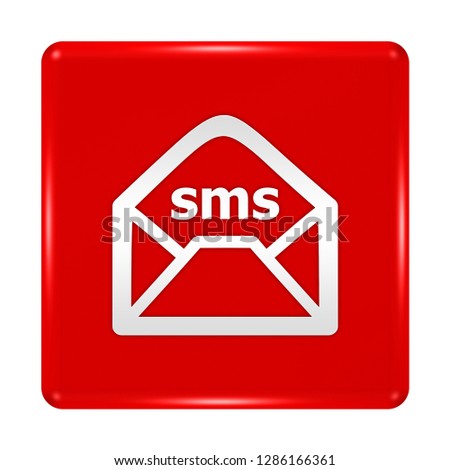 Sms button isolated. 3d illustration
