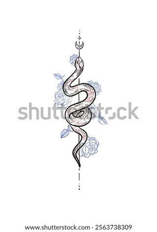 Snake line work deisgn with two color
