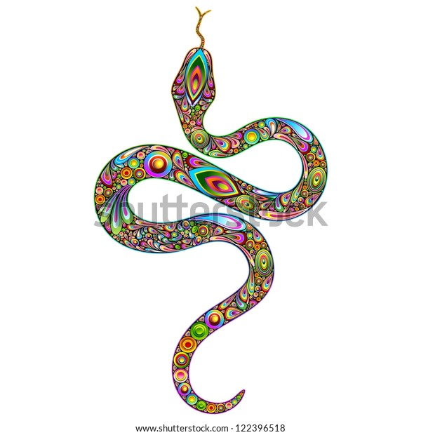 Snake Psychedelic Art Design Stock Illustration 122396518