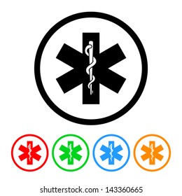 Snake And Staff Rod Of Asclepius Medical Icon - Raster Version.Vector Also Available