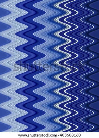 Snazzy abstract pattern of many thin, squiggly vertical waves, mostly shades of blue, for decoration and background with motifs of repetition, variation, fluidity