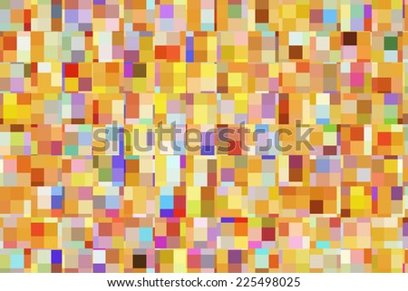 Snazzy complex mosaic abstract composed of rows of squares that each contain multiple squares and rectangles of various colors