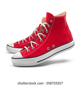 red converse mid tops