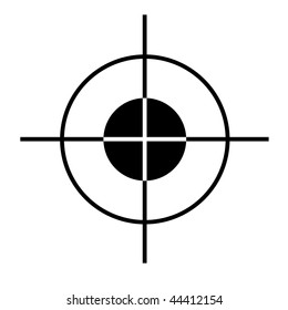 Sniper rifle target cross hairs silhouetted on white  background.