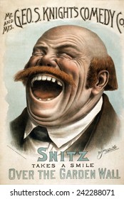 SNITZ TAKES A SMILE OVER THE GARDEN WALL, A Burlesque Play. Theater Poster 1885.