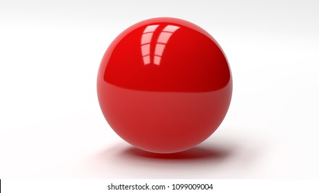 Snooker RED Ball Billiard Isolated On White 3d Illustration