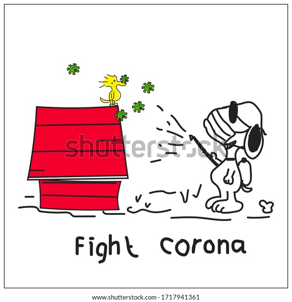 Snoopy Dog Cartoon Characters Illustration Fight Stock Illustration