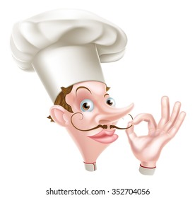 A Snooty Looking Cartoon Chef Twirling His Moustache