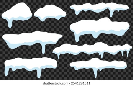 Snow caps set. White snow in winter. Heavy snow. Blizzard - Powered by Shutterstock