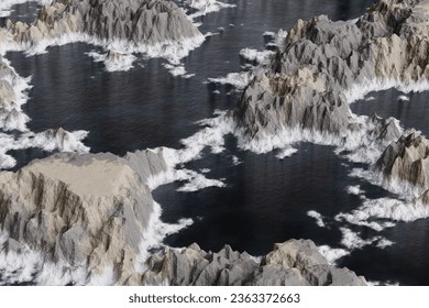 snow covered mountains , 3d render