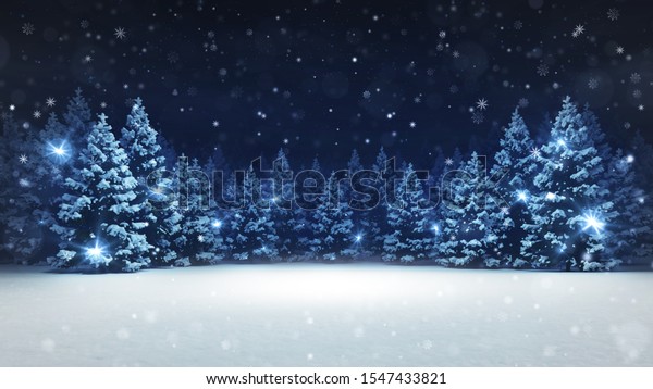 嵐の降る雪と暗い空の下に雪が積もった冬の森 季節の3dイラスト コピー用スペース背景 のイラスト素材