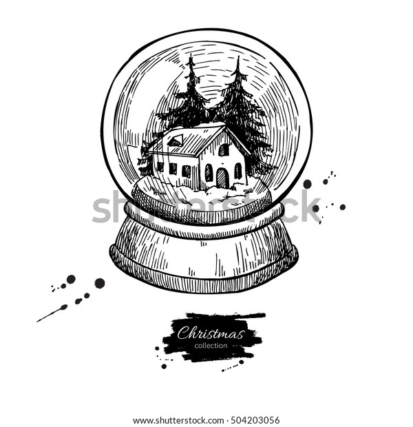 Snow Globe House Fir Tree Inside のイラスト素材