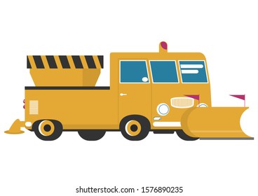 Snow Plow. A Simplified Cartoon Snow Plow. Side View. Raster.