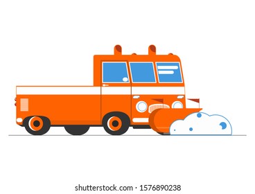 Snow Plow. A Simplified Cartoon Snow Plow. Side View. Raster.