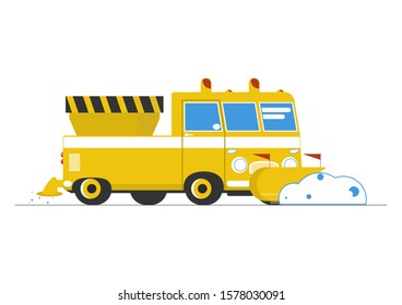 Snow Plow. A Simplified Cartoon Snow Plow. Side View. Raster.