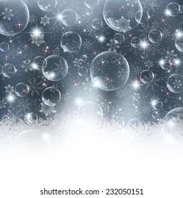 Snow soap bubble background