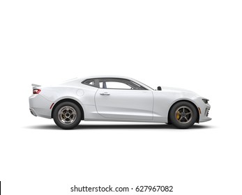 Snow White Muscle Car - Side View - 3D Render