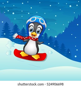 Cute Cartoon Penguin Doing Ice Skating Stock Vector (Royalty Free ...