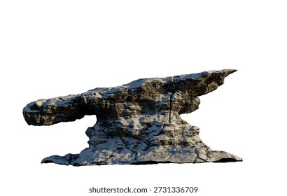 Snow-dusted rock arch stands as a dramatic natural monument, rendered in 3D for stock use.