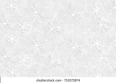 Snowflake Background White. Gray Silver Snowflake